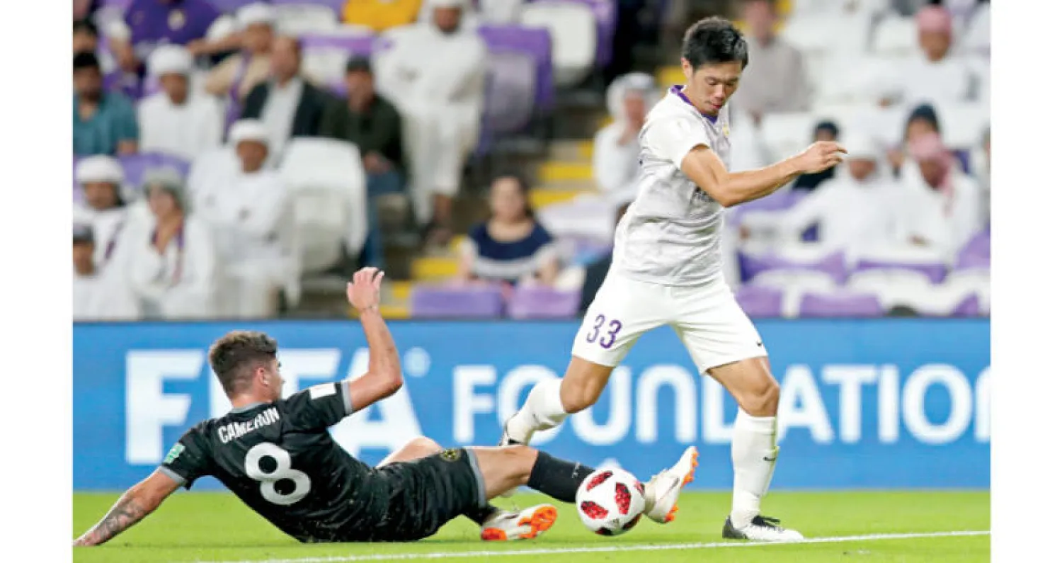 من مباراة العين الماضية أمام ويلنغتون النيوزيلندي («الشرق الأوسط»)