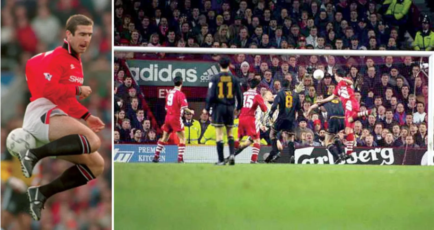 نيل رودوك يهز شباك ليفربول  -  كانتونا في مواجهة أمام ليفربول عام 1995