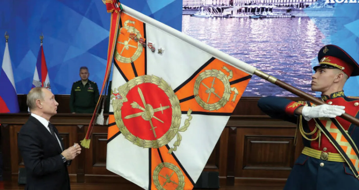 بوتين شارك في اجتماع مطول لوزارة الدفاع الروسية في موسكو أمس (إ.ب.أ)