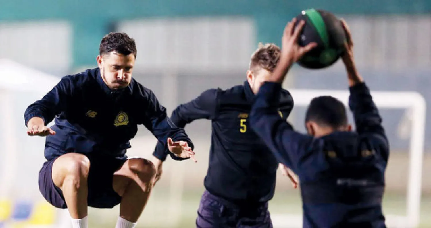 من تدريبات النصر الأخيرة استعداداً للاتحاد (الشرق الأوسط)