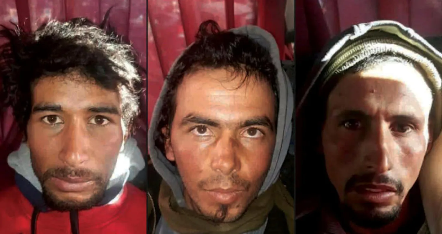 المشتبه بهم الثلاثة في قتل سائحتين أجنبيتين في منطقة جبلية جنوب مراكش (أ. ف.ب)