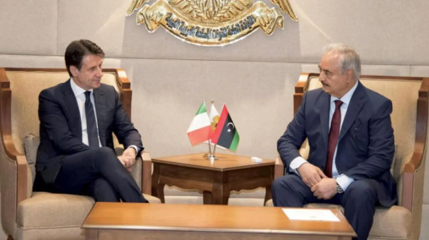 Halife Hafter dün Bingazi’de İtalya Başbakanı Giuseppe Conte’yi karşıladı (IPA)