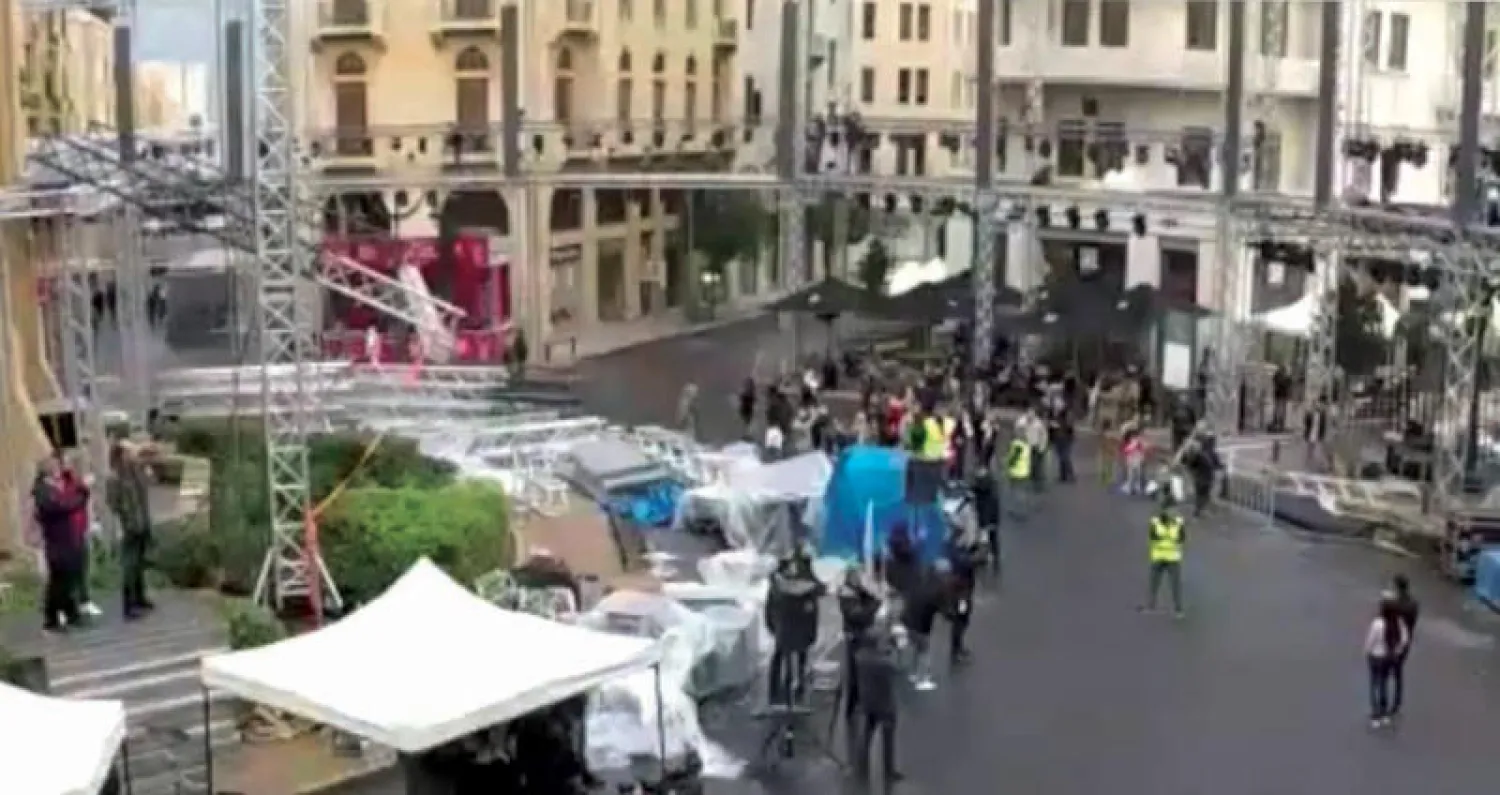 لقطة من عرض ترويجي للاستعدادات التي سبقت الإحتفال برأس السنة في وسط بيروت (الشرق الأوسط)