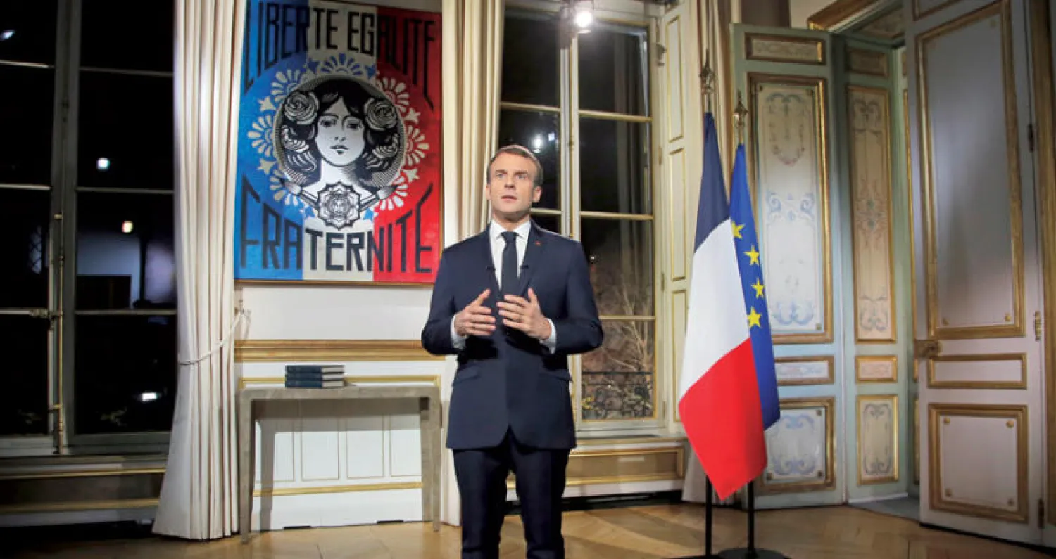 ماكرون يلقي خطاب نهاية السنة من قصر الإليزيه مساء الاثنين (إ.ب.أ)