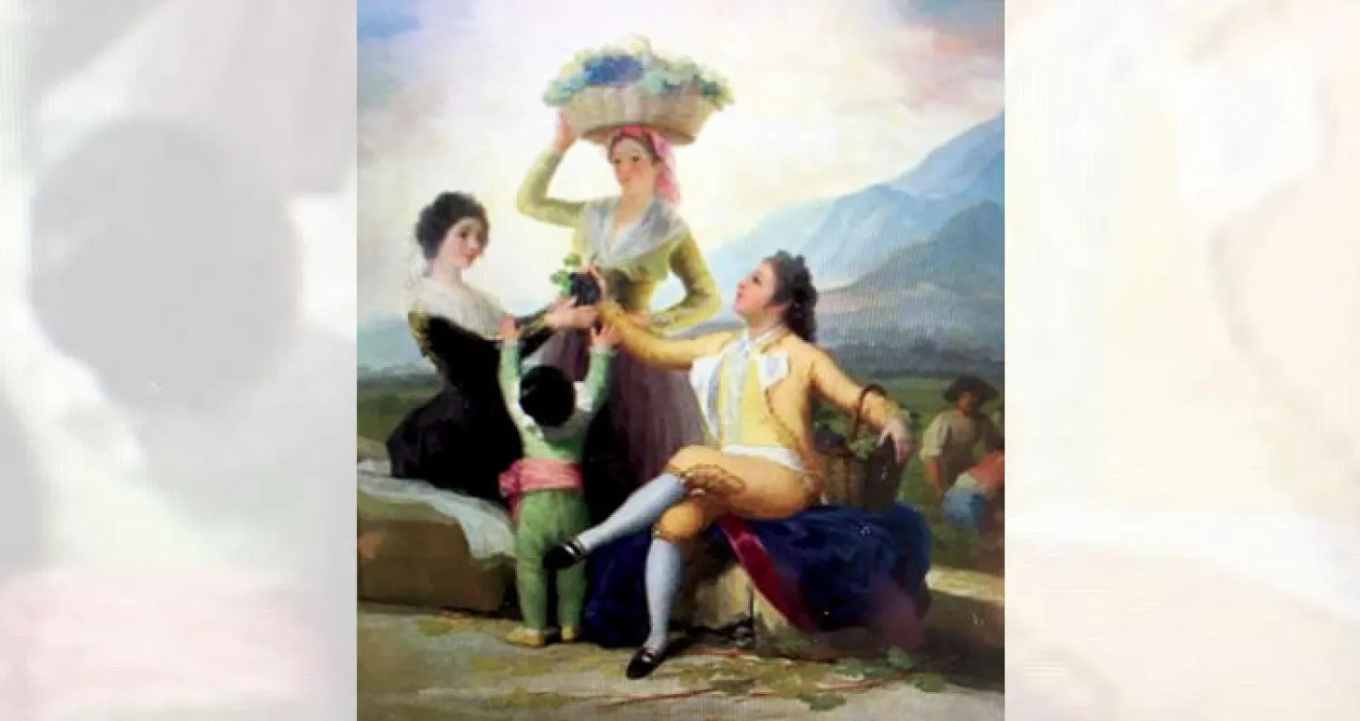 لوحة «قطاف العنب» لغويا