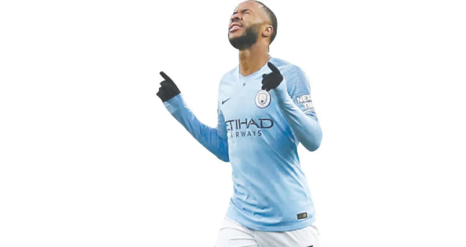 سترلينغ يحتفل بهدفه الذي افتتح سباعية سيتي (رويترز)