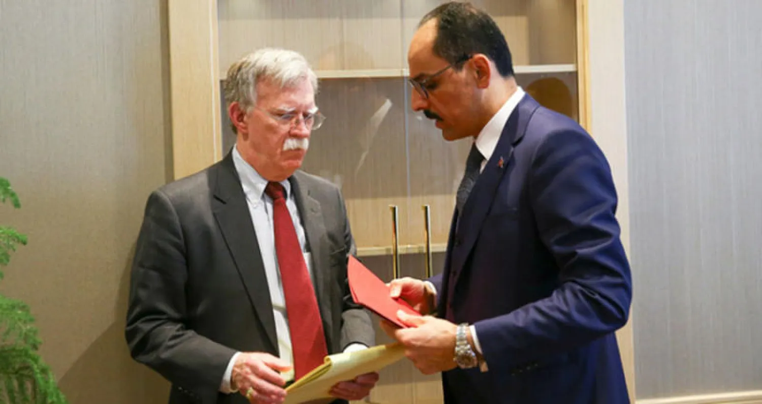 بولتون و مستشار إردوغان المتحدث باسم الرئاسة إبراهيم كالين.