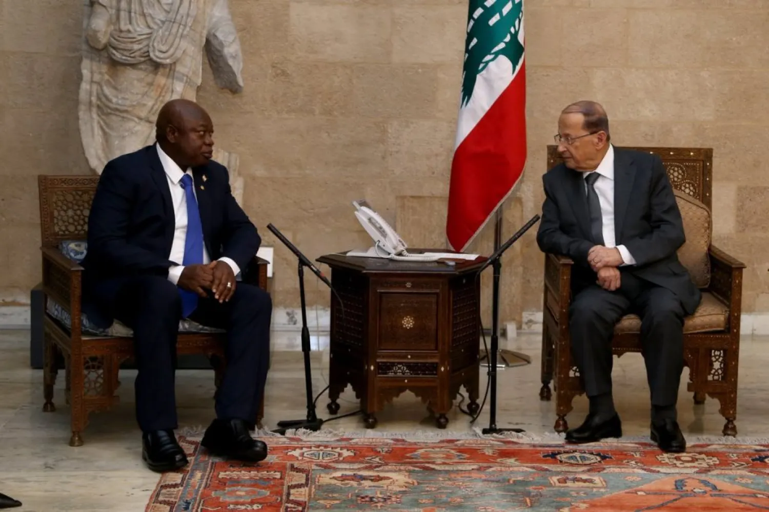 President Michel Aoun meets Guinea-Bissau's Speaker Cipriano Cassama, Jan. 8, 2019. | Dalati Nohra