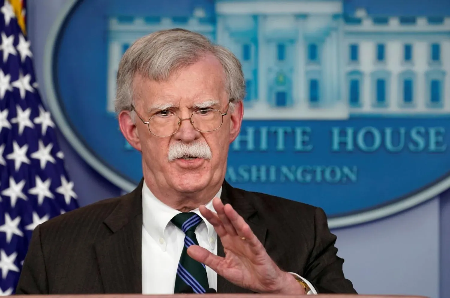 FILE PHOTO: US President Donald Trump's national security adviser John Bolton speaks during a press briefing at the White House in Washington, US, November 27, 2018. REUTERS/Kevin Lamarque