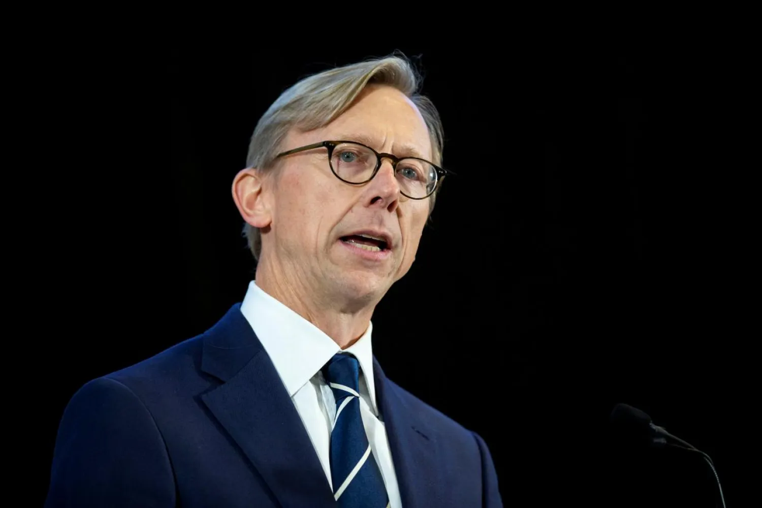 FILE PHOTO: Brian Hook, US Special Representative for Iran, speaks about potential Iranian threats during a news conference in Washington, US, November 29, 2018. REUTERS/Al Drago/File Photo