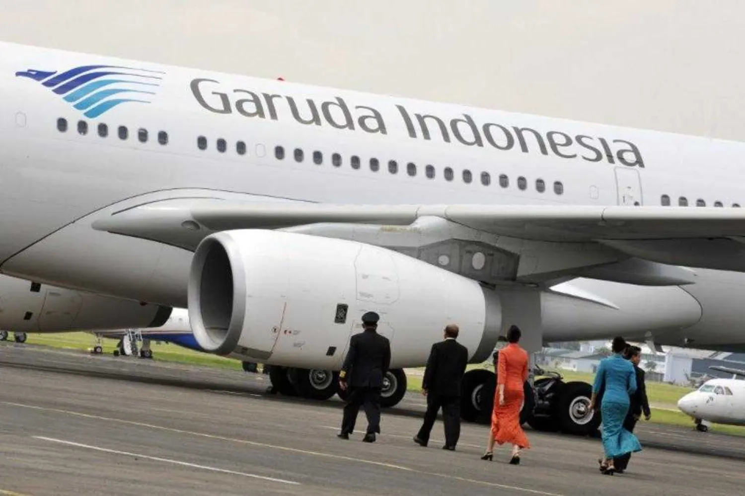 This file photo from September 28, 2015 shows two Garuda Indonesia aircraft at Jakarta's Sukarno-Hatta airport. AFP