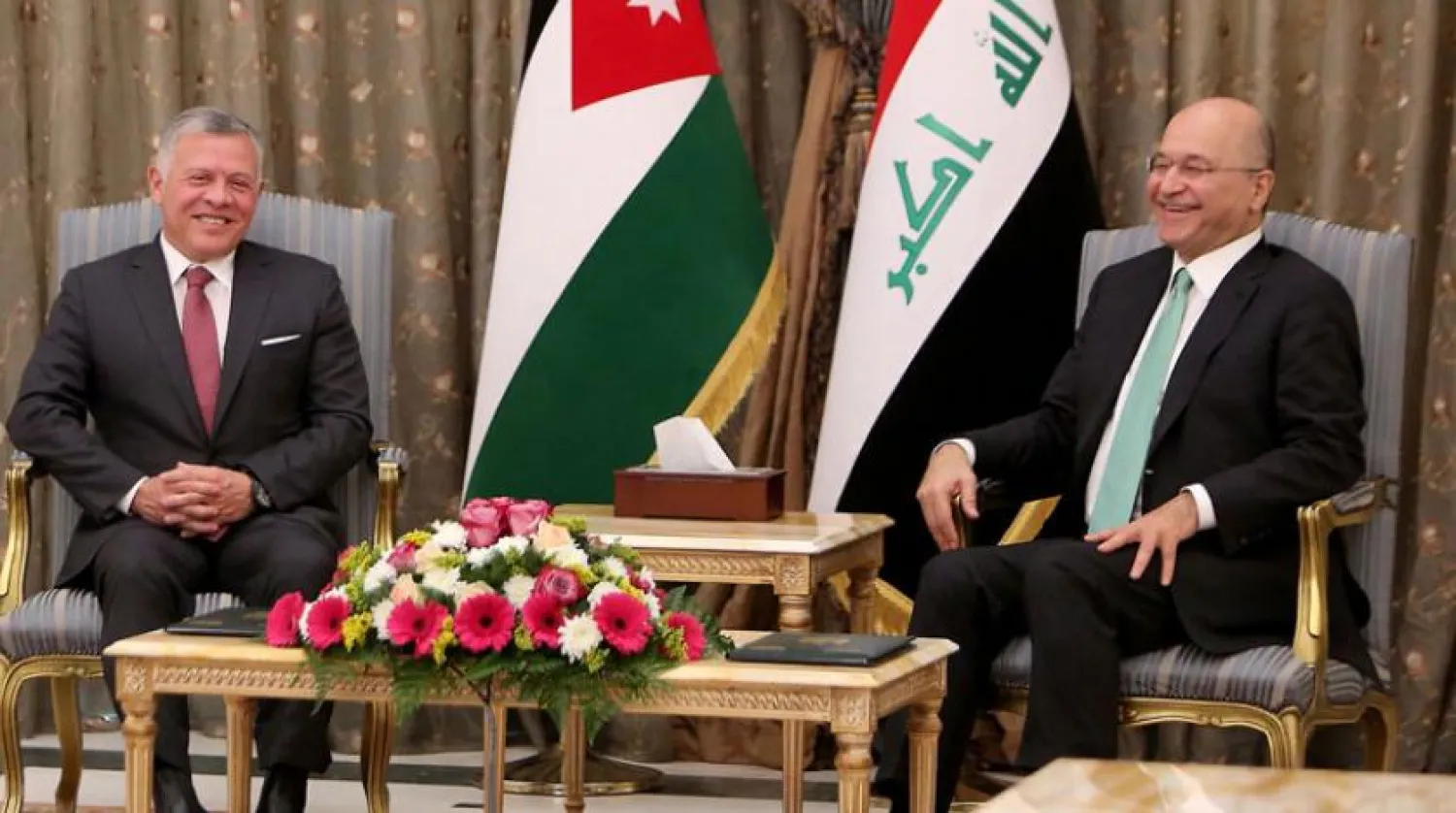 Irak Cumhurbaşkanı Berhem Salih, Ürdün Kralı 2. Abdullah ile Bağdat’taki görüşmesinde (AFP)