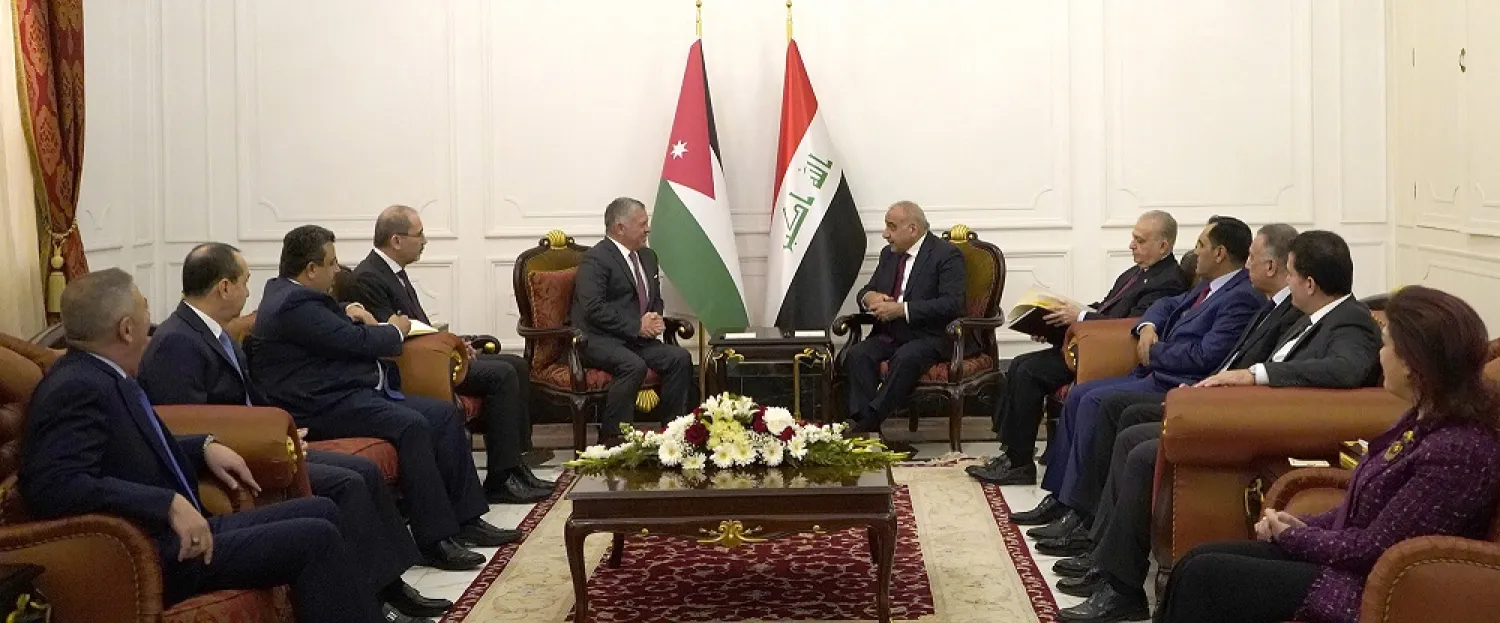 King Abdullah II of Jordan meets with Iraqi PM Adel Abdul Mahdi. (Petra news agency)
