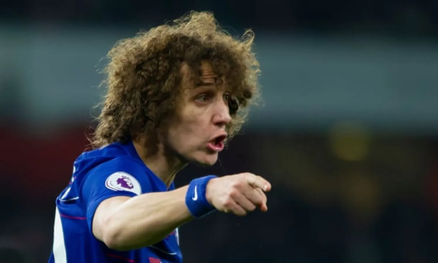  David Luiz gives out instructions during Chelsea’s 2-0 defeat against Arsenal at the Emirates. Photograph: Mark Greenwood/IPS/REX/Shutterstock

