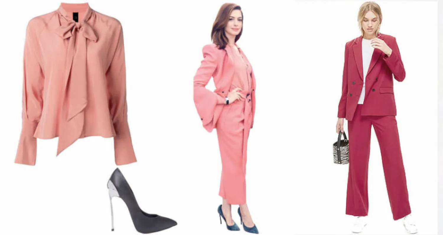 بدلة من توب شوب بسعر 53 دولارا - آن هاثاواي - حذاء من كاسادي بسعر 388 دولارا أميركيا - قميص حرير من بيتر بيتروف