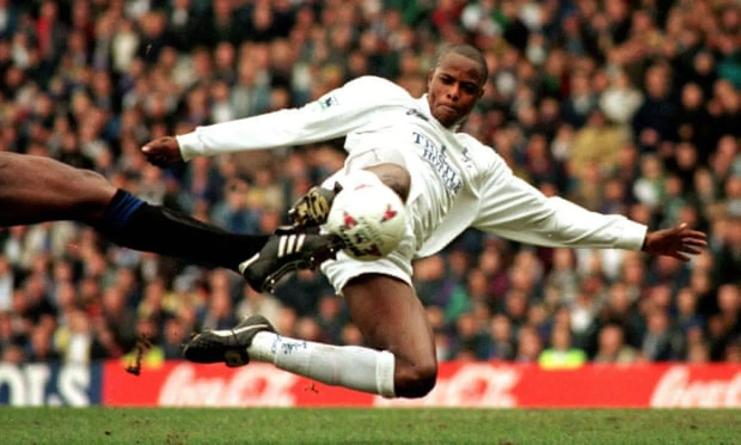  Phil Masinga played 31 times for Leeds United in the early 1990s. Photograph: Paul Barker/PA
