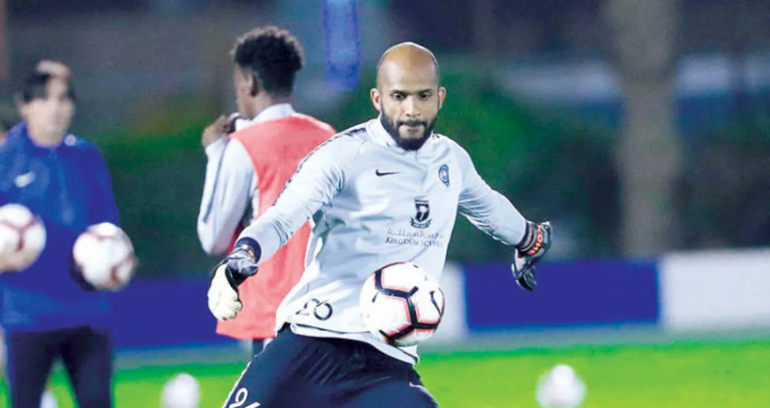 علي الحبسي خلال تدريبات الهلال (الشرق الأوسط)