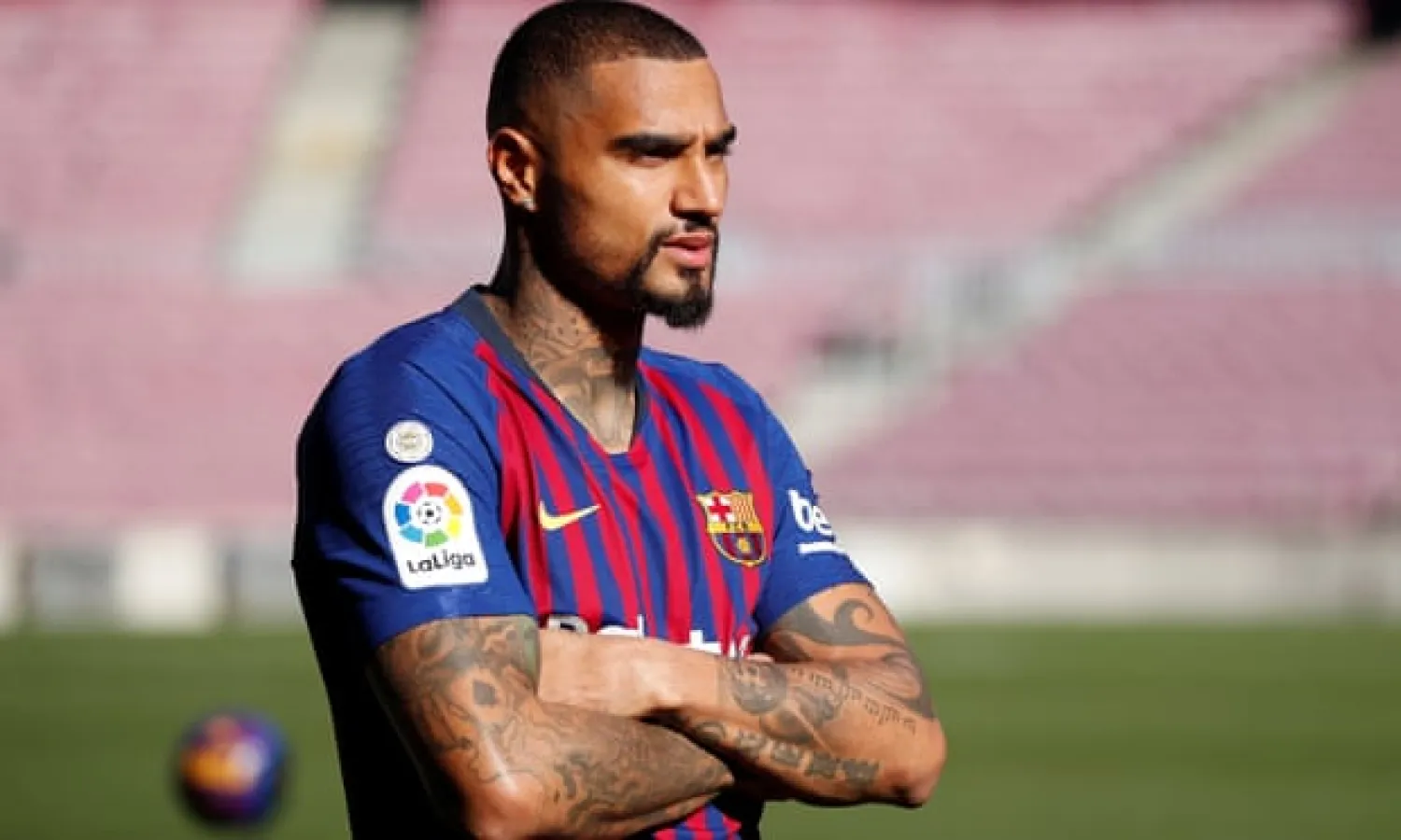  Kevin-Prince Boateng is Barcelona’s short-term solution to a specific problem up front. Photograph: Albert Gea/Reuters
