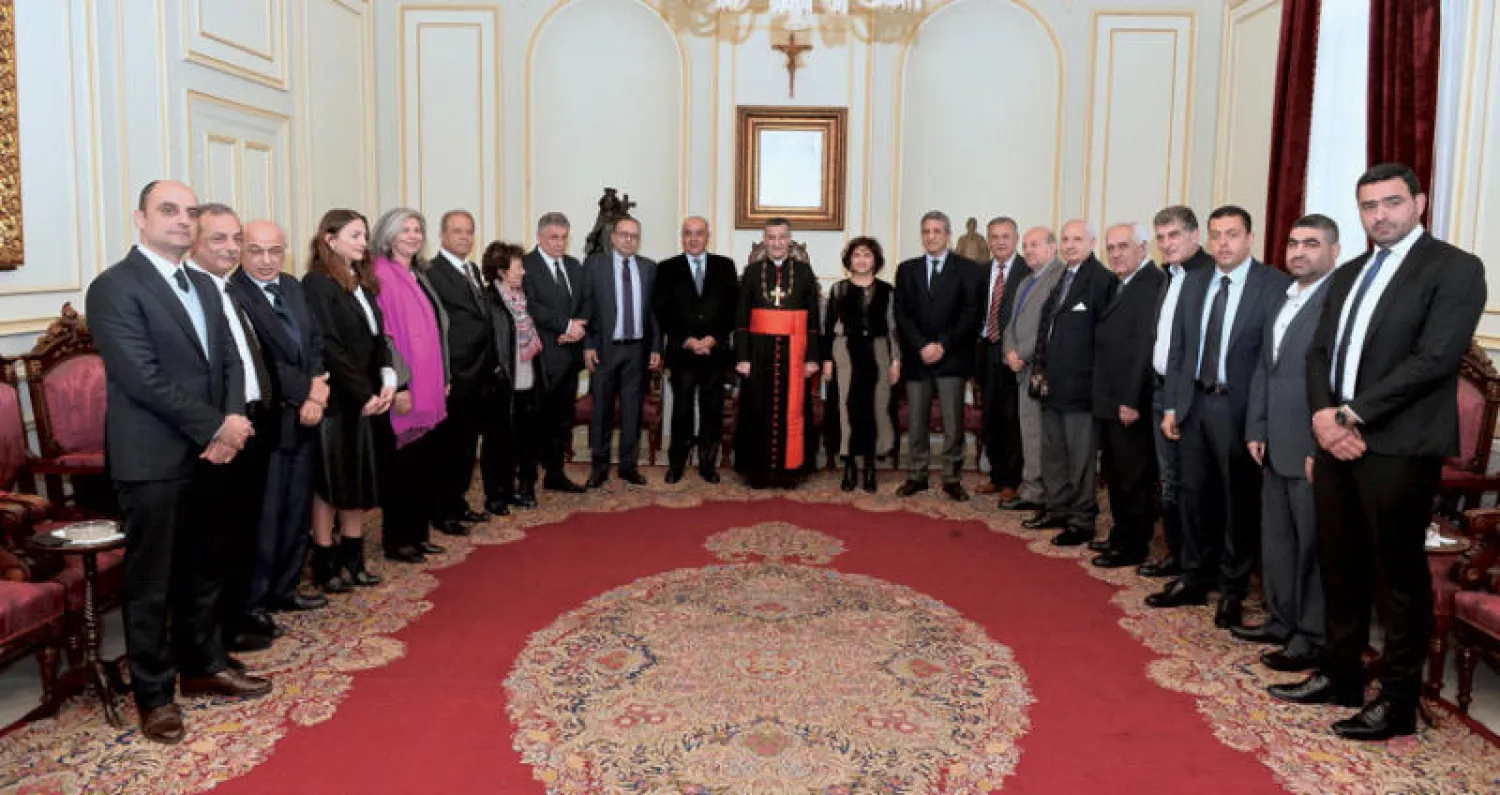 البطريرك الراعي مع «لقاء سيدة الجبل» برئاسة النائب السابق فارس سعيد (موقع البطريركية المارونية)