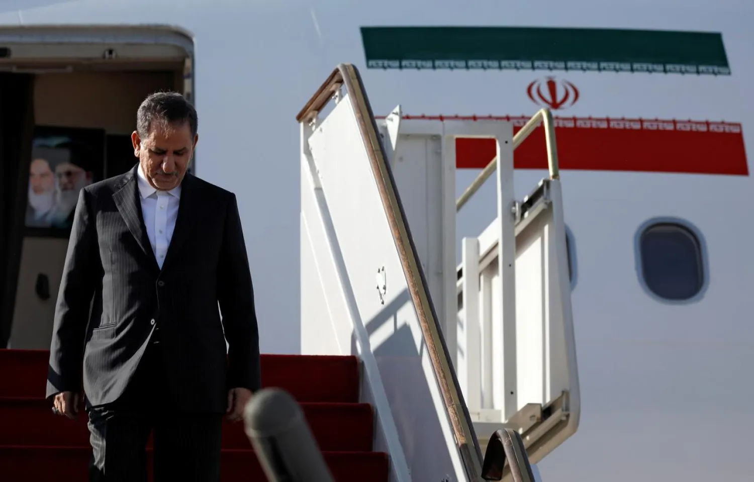 Iranian Vice President Eshaq Jahangiri leaves the plane upon his arrival at Damascus international airport in Damascus, Syria January 28, 2019. REUTERS/Omar Sanadiki