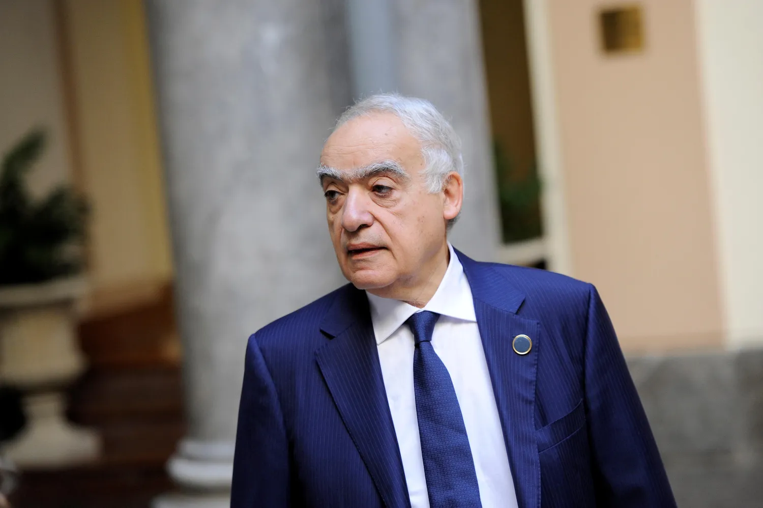 UN Special Envoy to Libya Ghassan Salame arrives for an interview with Reuters ahead of the first day of the international conference on Libya in Palermo, Italy, November 12, 2018. REUTERS/Guglielmo Mangiapane
