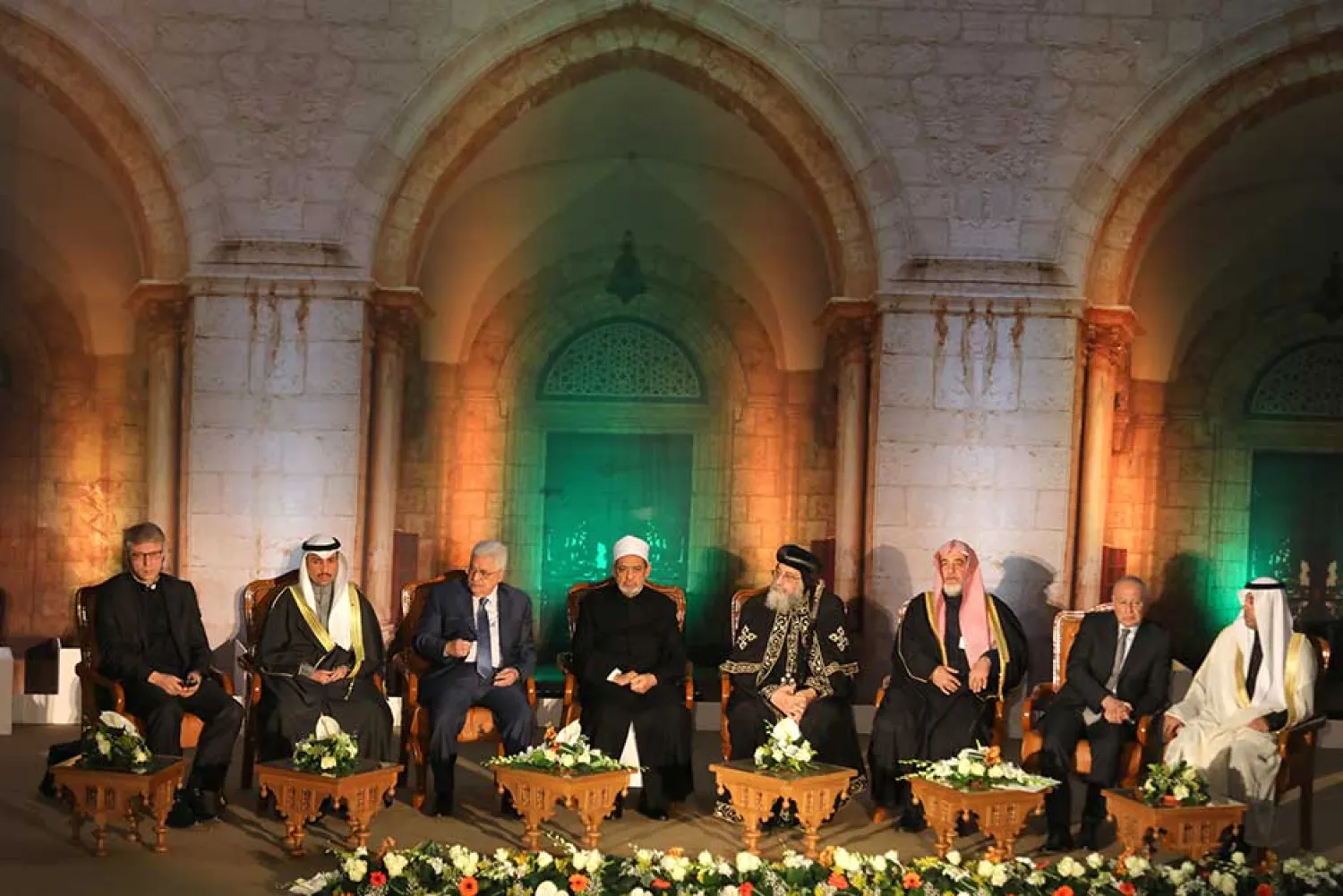   Al-Azhar Grand Imam Ahmed el-Tayeb, Egypt’s Coptic Pope Tawadros II, Palestinian President Mahmoud Abbas attend Al-Azhar's conference on Jerusalem, in Cairo, Egypt. Reuters