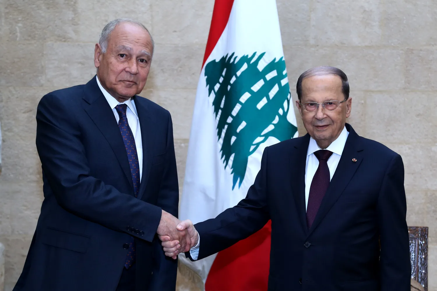 Lebanese President Michel Aoun meets with Arab League Secretary General Ahmed Aboul Gheit, Feb. 11, 2019. Dalati and Nohra photo