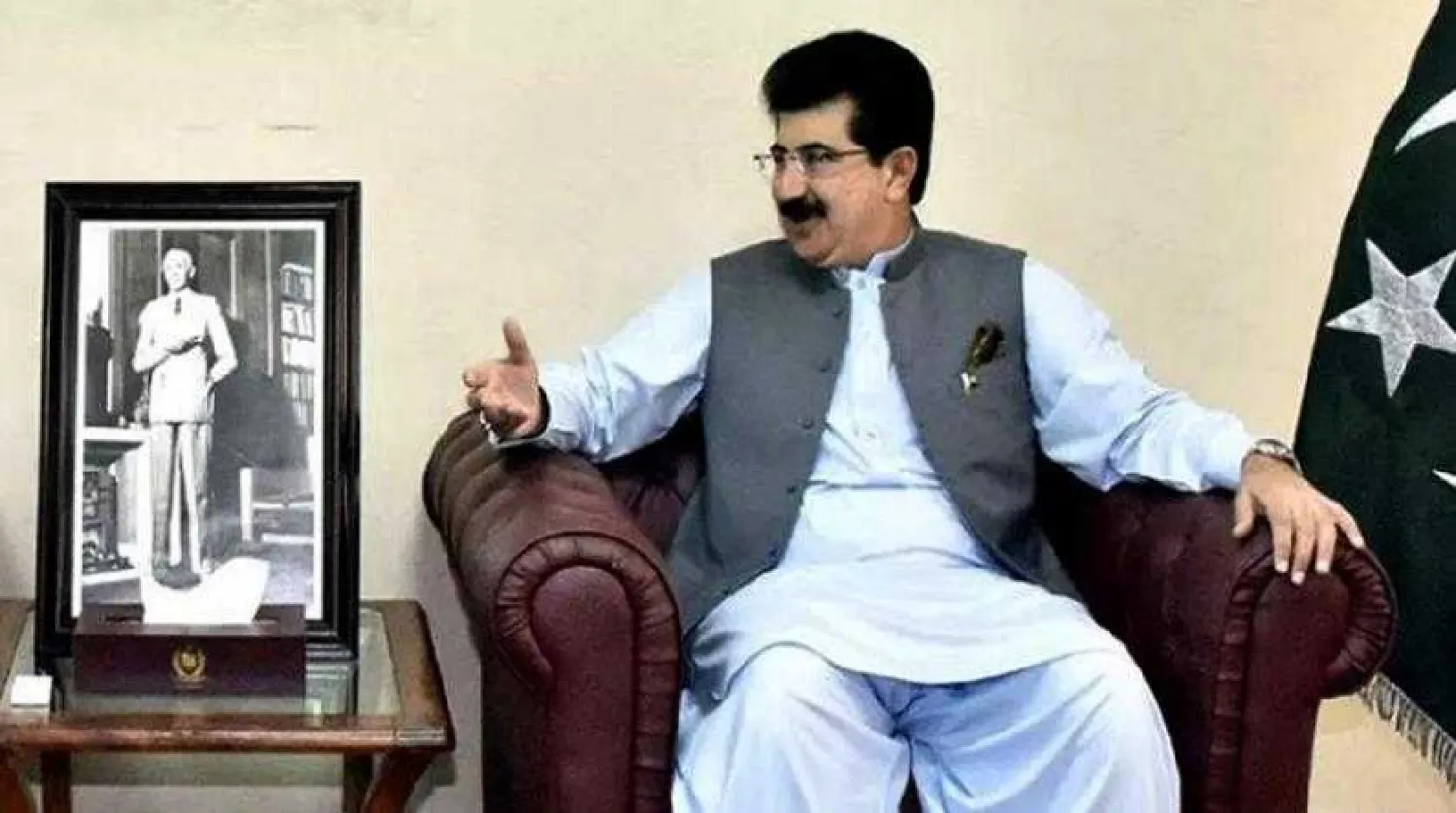 Pakistani Senate Chairman Sadiq Sanjrani. Asharq Al-Awsat