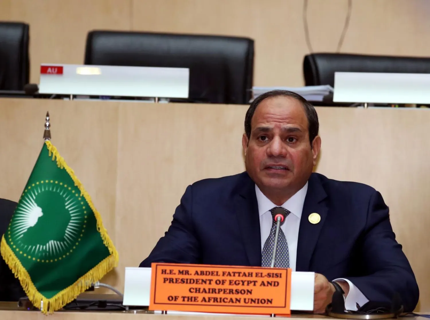 FILE PHOTO: Egyptian President Abdel Fattah el-Sisi attends a news conference at the end of an African Union summit in Addis Ababa, Ethiopia, February 11, 2019. REUTERS/Tiksa Negeri/File Photo