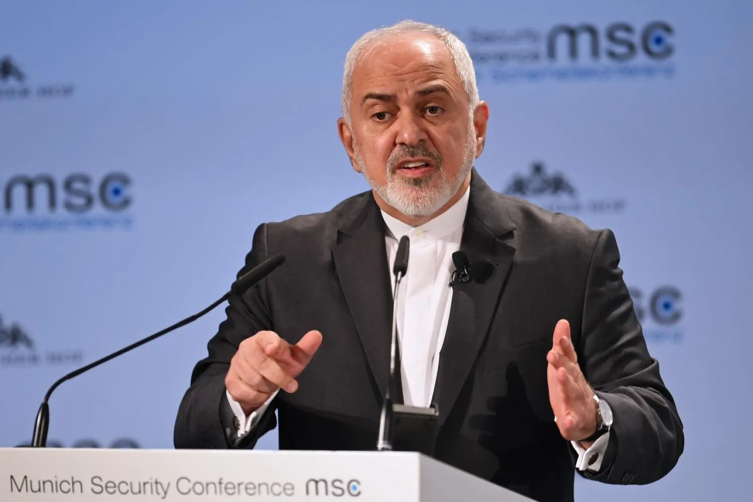 Iran's Foreign Minister Mohammad Javad Zarif speaks during the annual Munich Security Conference in Munich, Germany February 17, 2019. (Reuters)