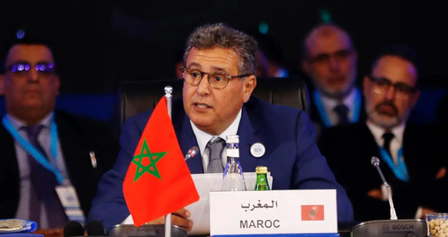 عزيز أخنوش وزير الفلاحة والصيد البحري المغربي في افتتاح مؤتمر مبادرة «الحزام الأزرق» (الشرق الأوسط)