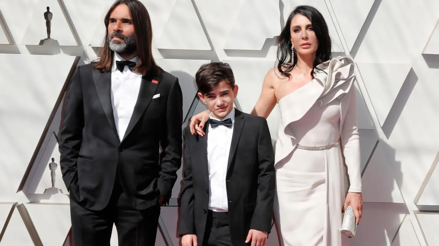 Khaled Mouzanar, Zain al-Rafeea and Nadine Labaki arrive at the 91st annual Academy Awards. (EPA)