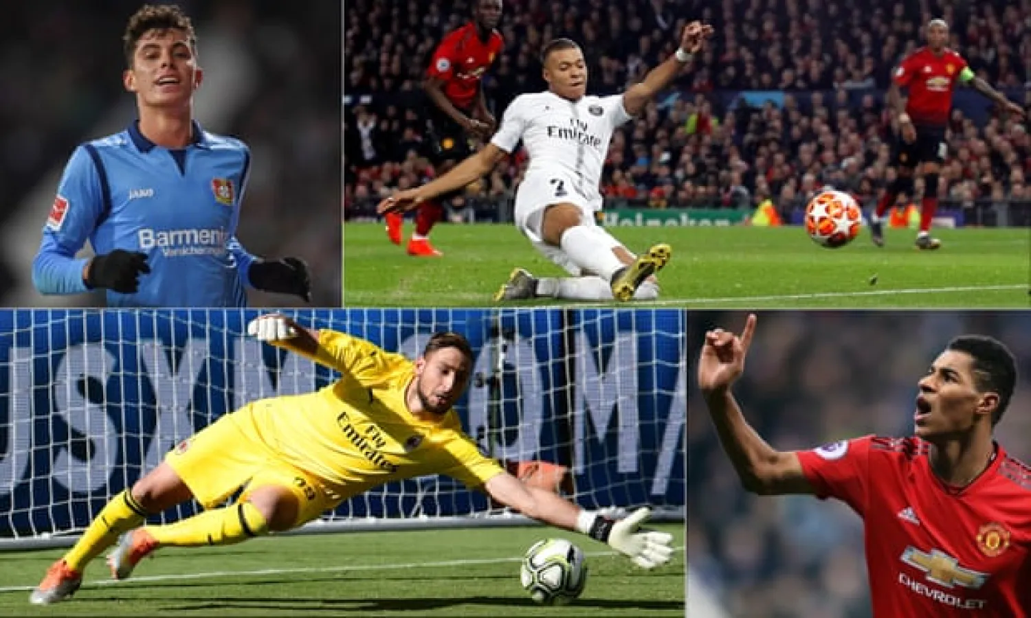  Kai Havertz, Kylian Mbappé, Marcus Rashford and Gianluigi Donnarumma are all in sparkling form. Composite: AFP/Getty Images; Reuters; PA; International Champions Cup/Getty Images
