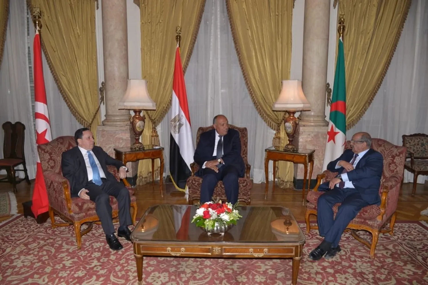 Egypt hosts the foreign ministers of Algeria and Tunisia to discuss Libya. (Egypt Foreign Ministry spokesperson)
