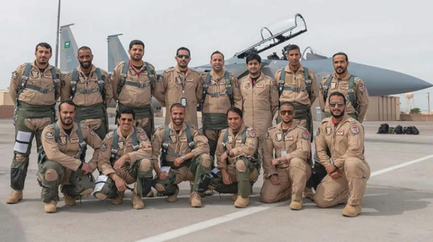 A group of Saudi pilots after arriving Nellis Air Force Base, Nevada (SPA)

