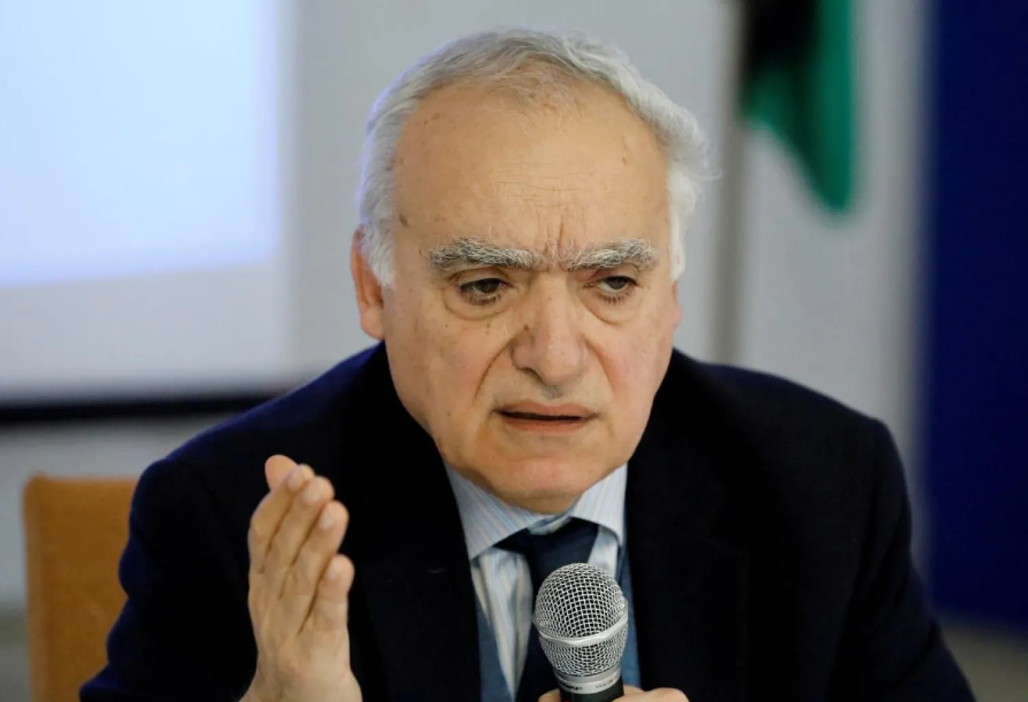  United Nations envoy to Libya Ghassan Salame gestures during a meeting with southern Libyan groups in Tripoli, Libya, February 7, 2018. REUTERS/Hani Amara/File Photo