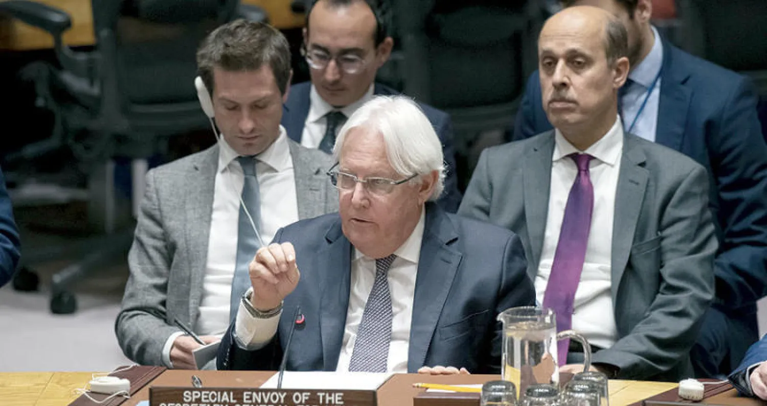 غريفيث خلال إحدى جلسات مجلس الأمن (الشرق الأوسط)