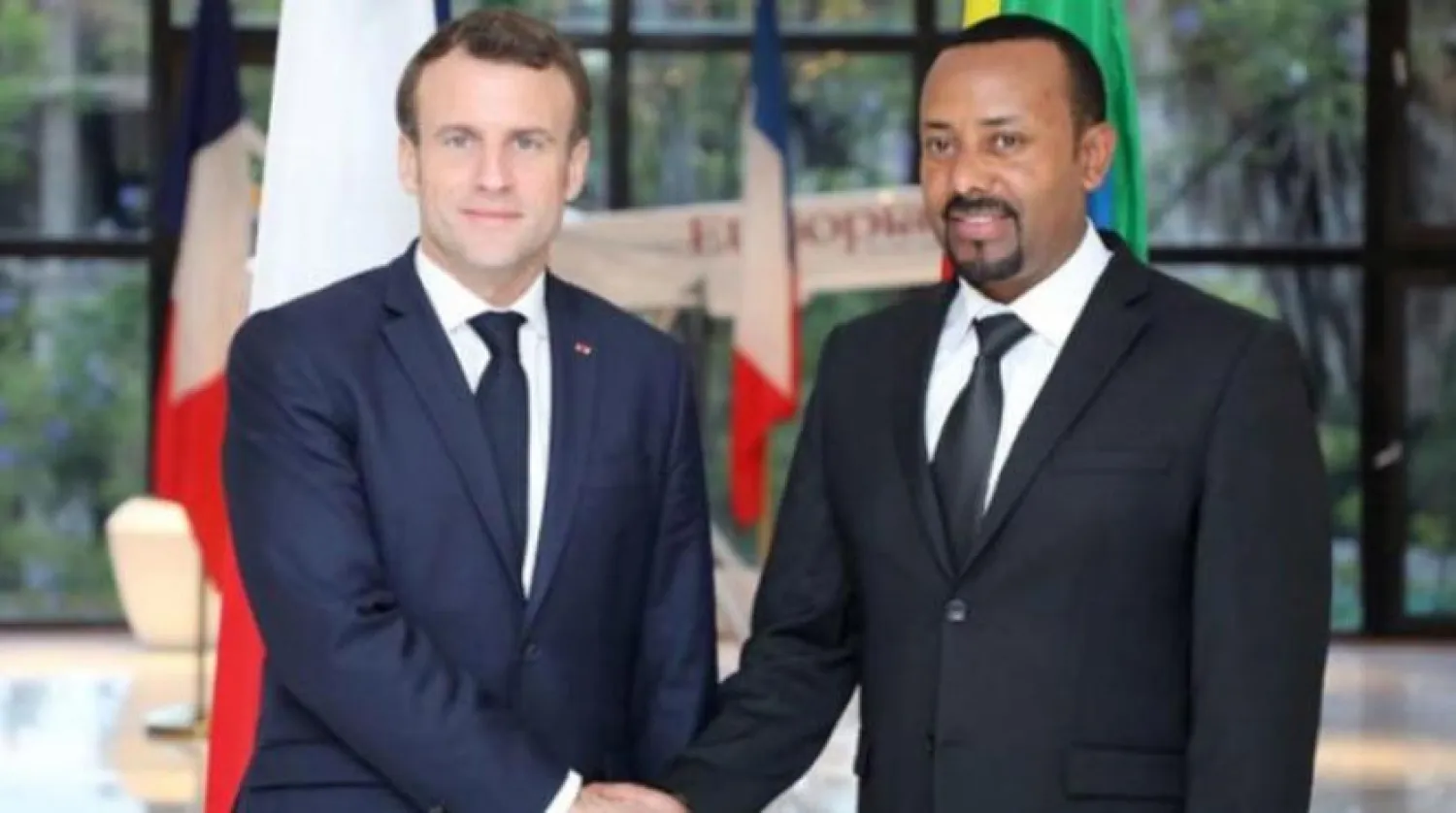 Fransa Cumhurbaşkanı Emmanuel Macron Etiyopya Başbakanı Abiy Ahmed ile