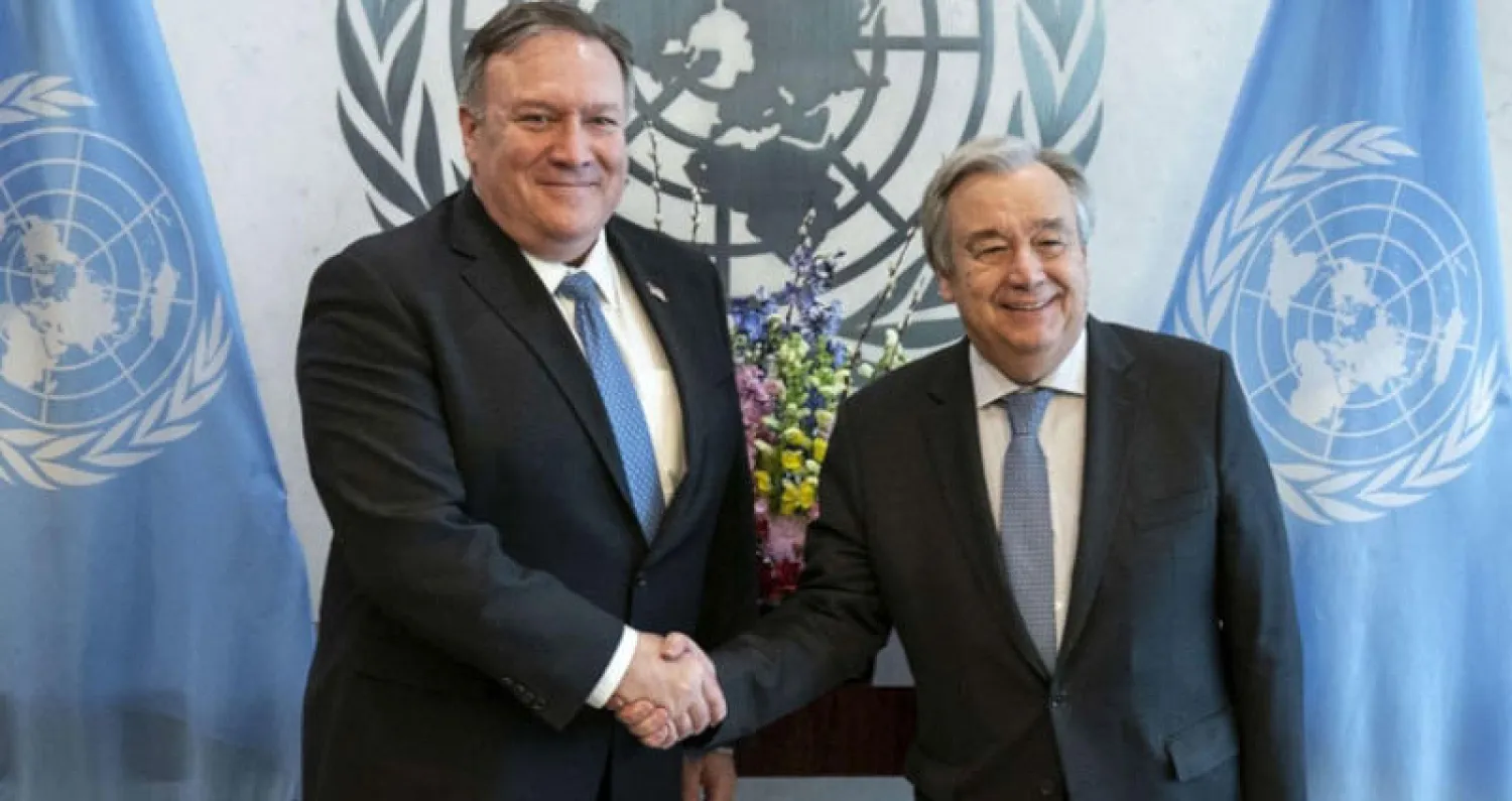 بومبيو لغوتيريش: نشاطات إيران التخريبية تقوض الجهود الدولية لتسوية النزاعات