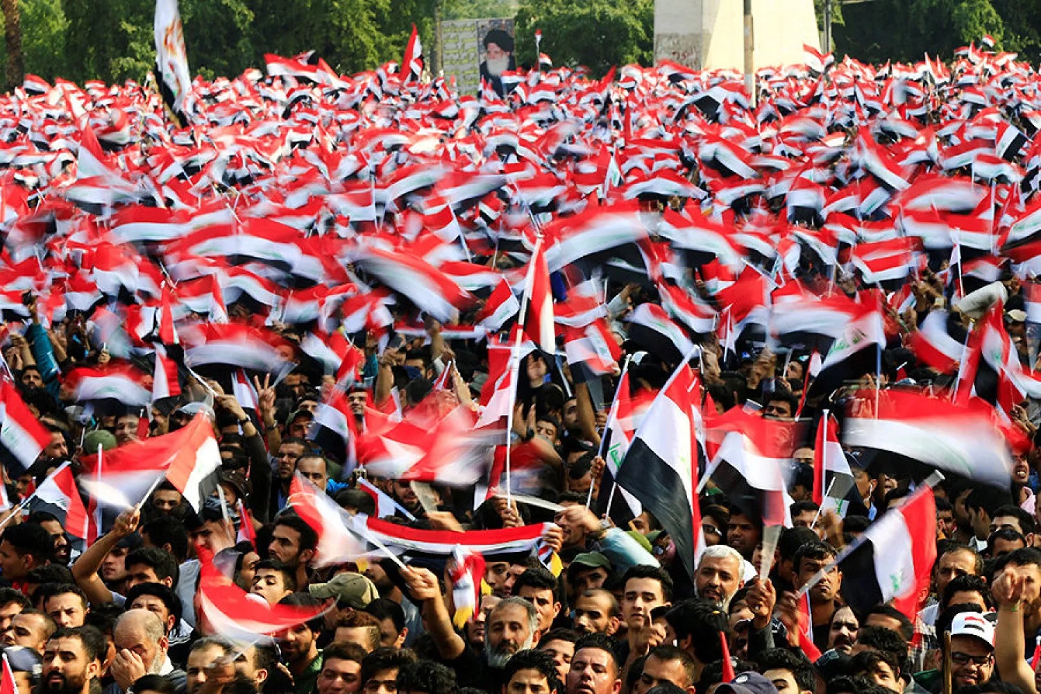 Iraqis during a protest in Baghdad in March 2017. (Reuters)