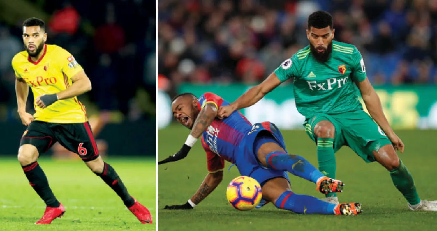 ماريابا (يمين) بقميص واتفورد في مواجهة جوردان أيو زميله السابق في كريستال بالاس (رويترز)  -  ماريابا أكد جدارته بحجز مكان أساسي في قائمة واتفورد