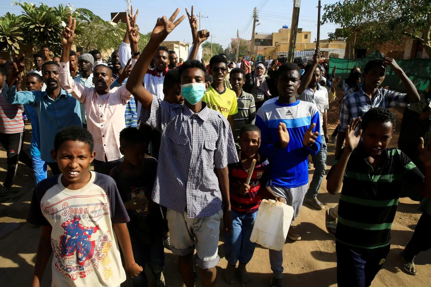 Sudanese demonstrators march during anti-government protests in Khartoum, Sudan, January 24, 2019. (Reuters)
