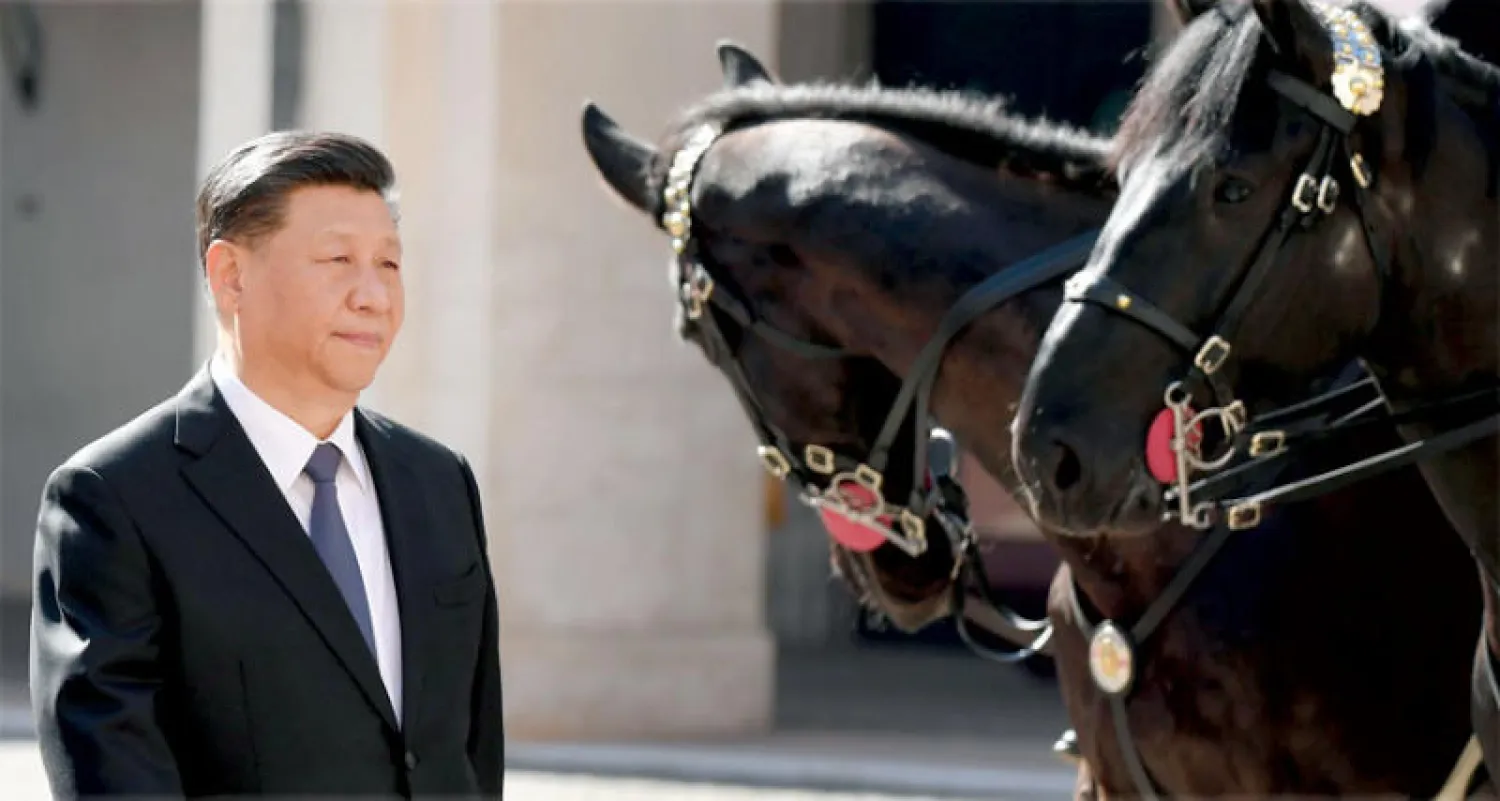 زيارة الرئيس الصيني لروما اعتبرها شركاء إيطاليا الأوروبيون والأميركيون بمثابة حصان طروادة في قلب إحدى الدول المؤسسة للاتحاد الأوروبي وللثقافة الغربية (أ.ف.ب)