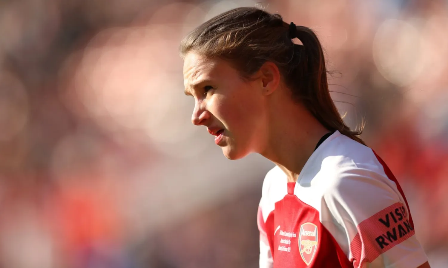  Vivianne Miedema in action during the Continental League Cup final against Manchester City. Photograph: Catherine Ivill/Getty Images
