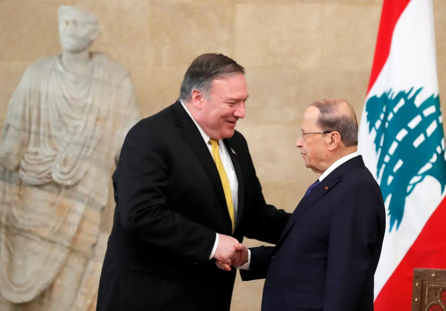 US Secretary of State Mike Pompeo meets with Lebanon's President Michel Aoun at the presidential palace in Baabda, Lebanon March 22, 2019. REUTERS/Jim Young/Pool