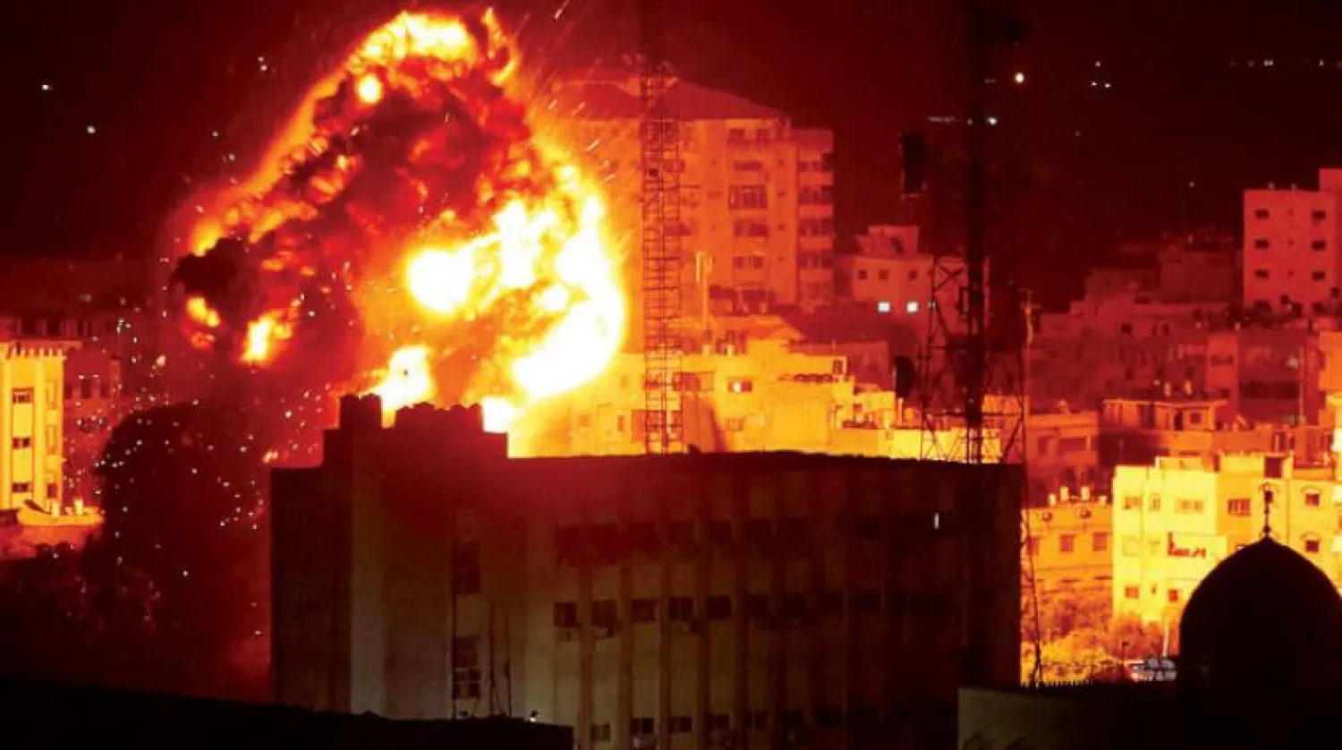 Fires from Israeli air strikes on Gaza on Monday, March 25, 2019. (AFP)