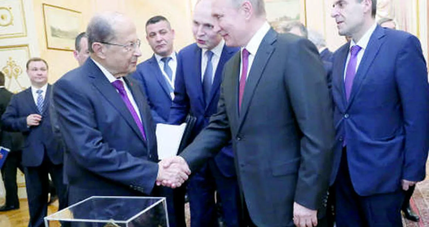 الرئيس الروسي بوتين خلال استقباله الرئيس ميشال عون في موسكو (دالاتي ونهرا)