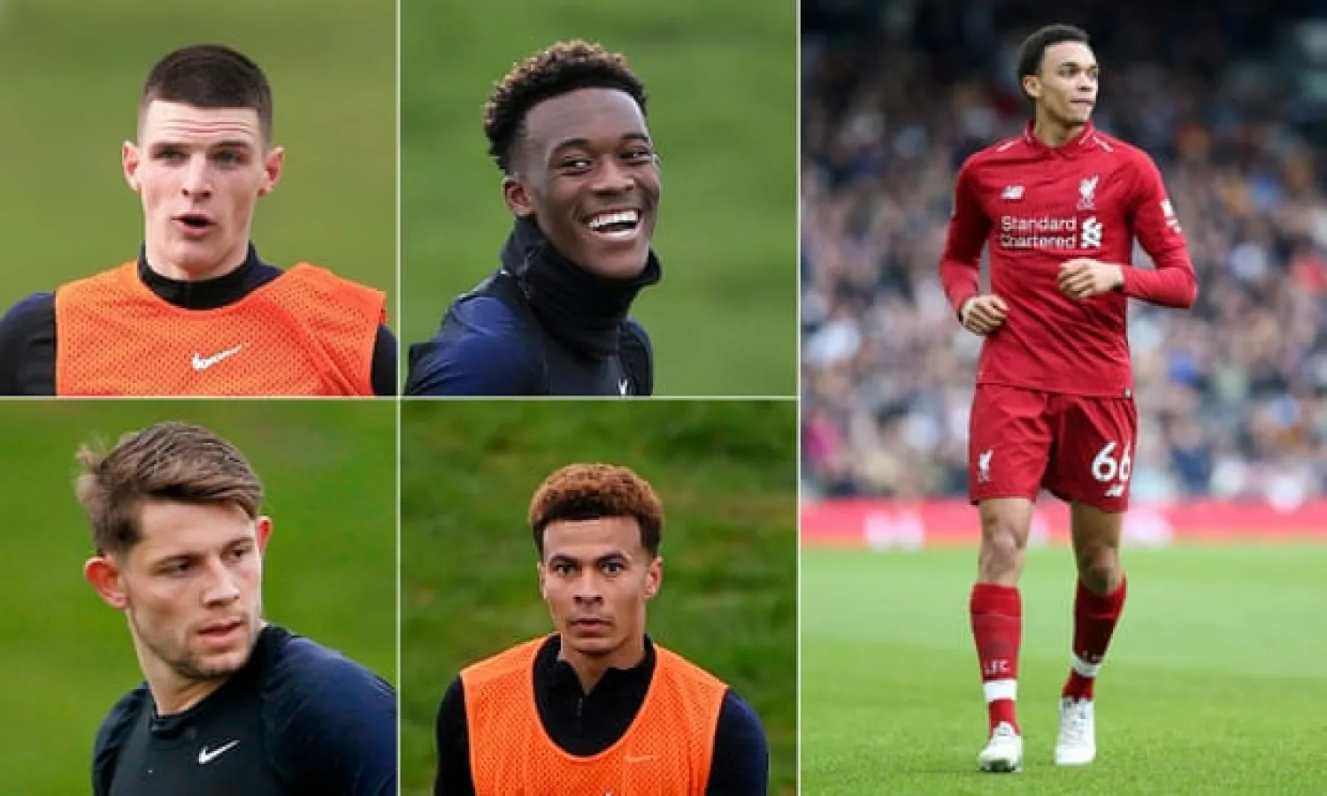 Declan Rice, Callum Hudson-Odoi, Trent Alexander-Arnold, Dele Alli and James Tarkowski could all have played for international sides other than England. Photograph: Getty Images
