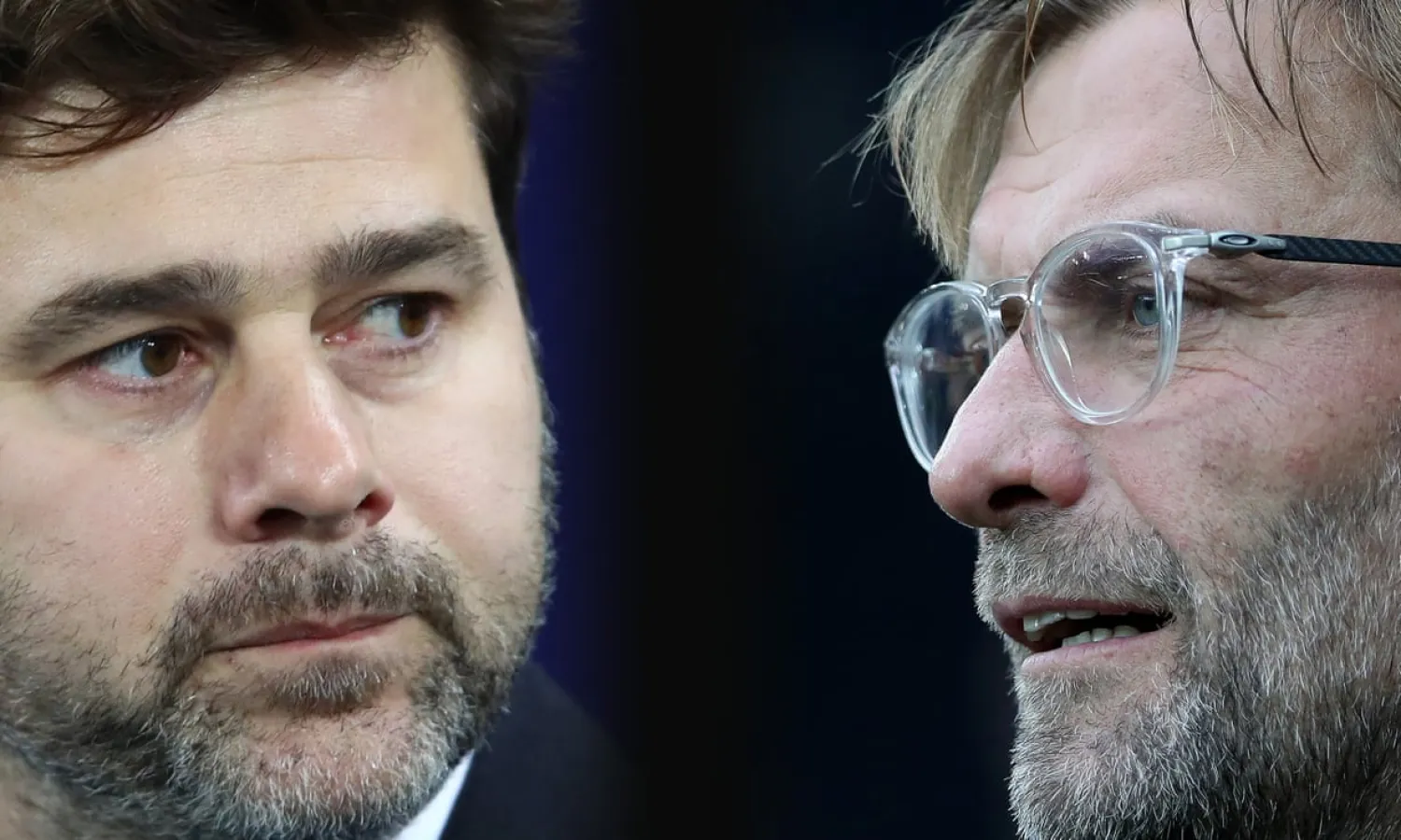 Mauricio Pochettino (left) and Jürgen Klopp will meet for the ninth time in competition on Sunday, with the Liverpool manager leading 3-1 and only one goal between their sides. Photograph: Getty Images