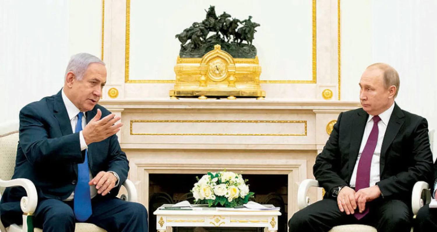 بوتين ونتانياهو خلال لقائهما في موسكو أمس (رويترز)